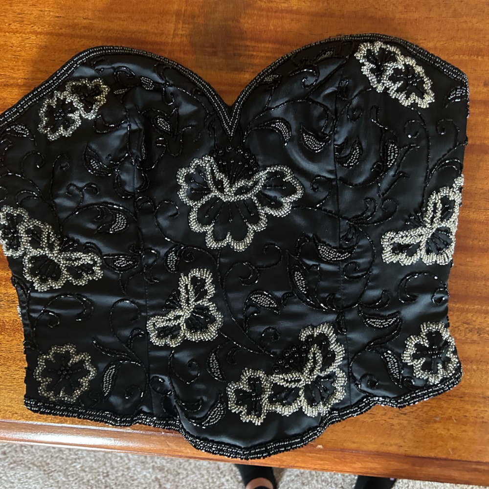 Mon Cheri black sequin bustier size 8